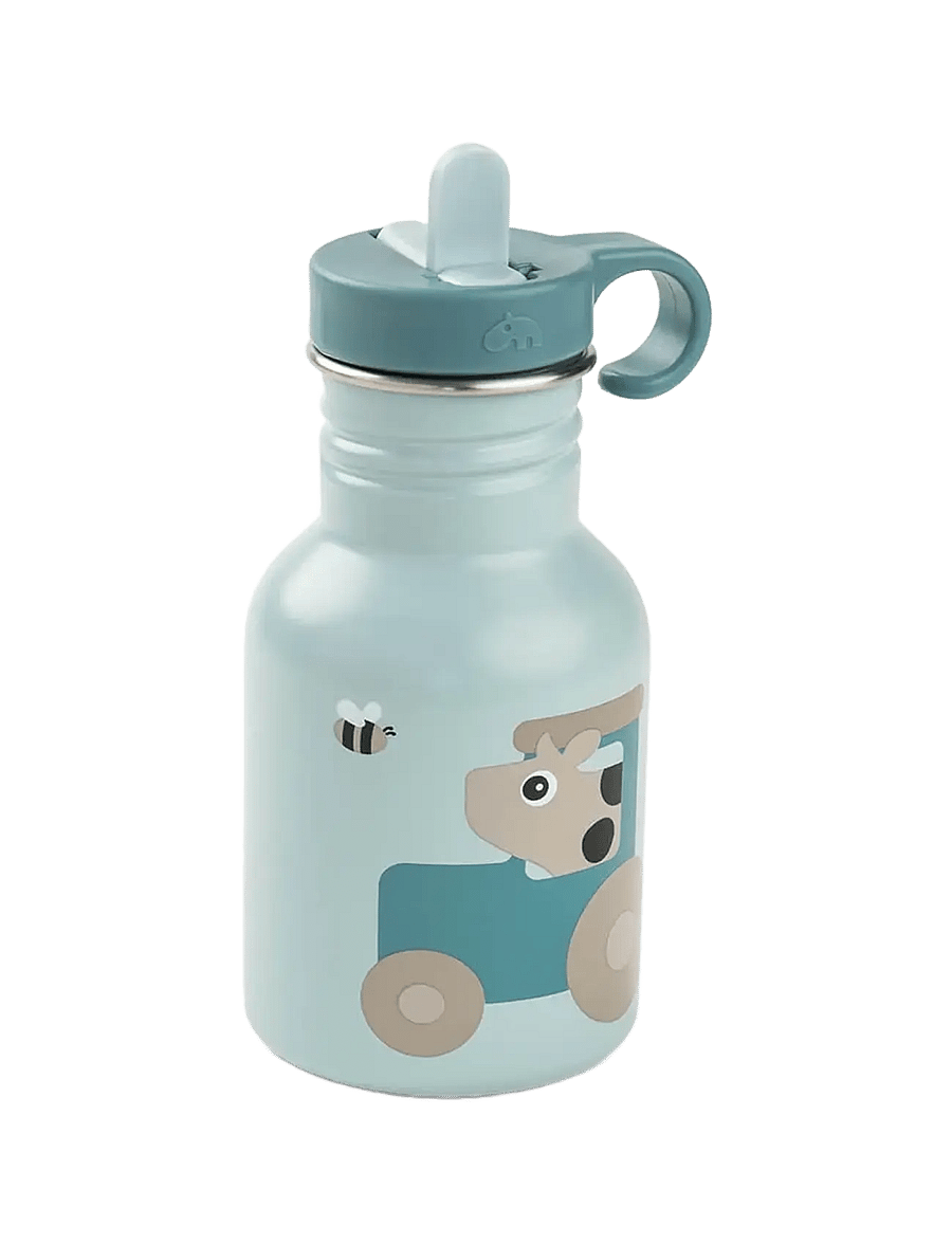 Done by Deer - Metal bottle Tiny farm Blue 350 ml - vattenflaskor - blue - 1