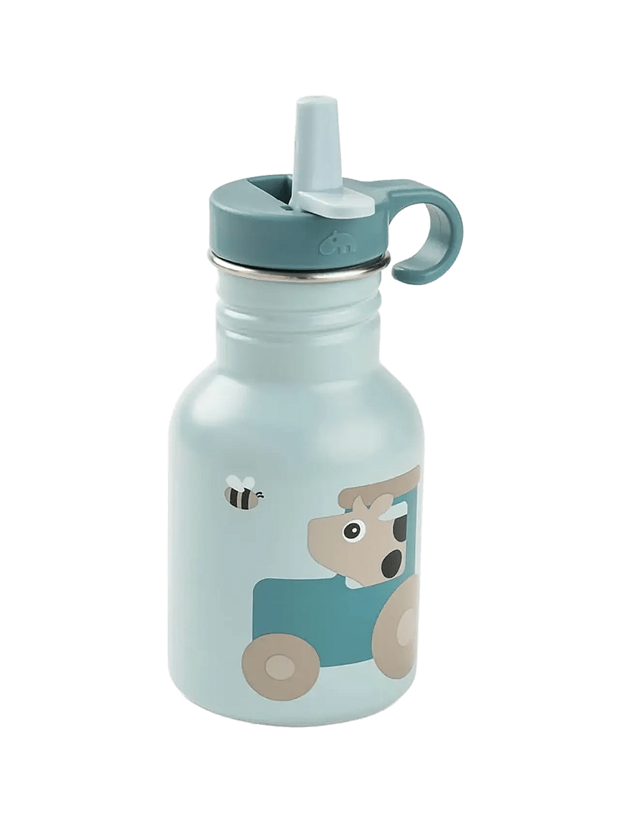 Done by Deer - Metal bottle Tiny farm Blue 350 ml - vattenflaskor - blue - 2
