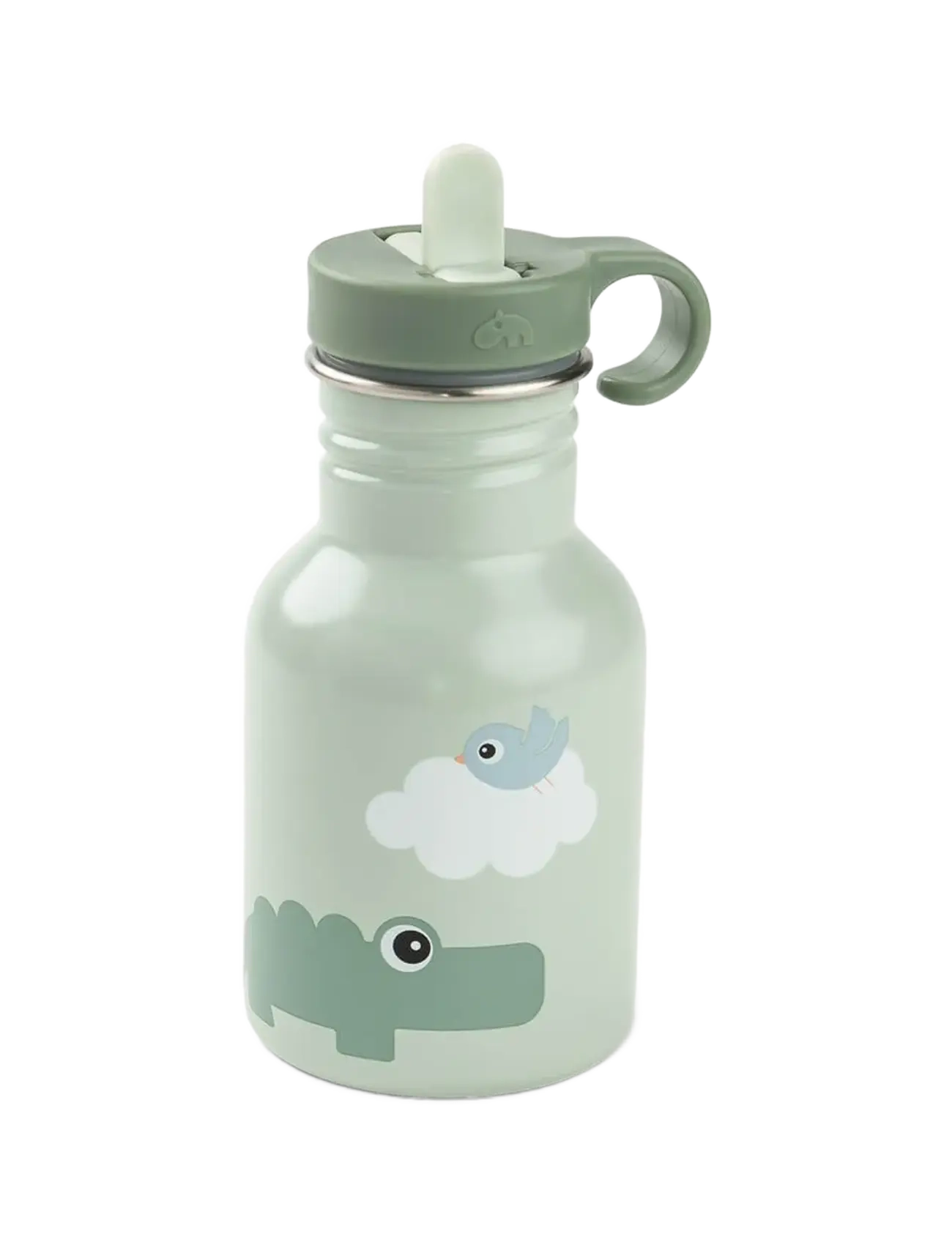 Done by Deer Metal Bottle Playground Green 350 Ml, Meal Time, Grøn, Str: Ø7X H 15CM