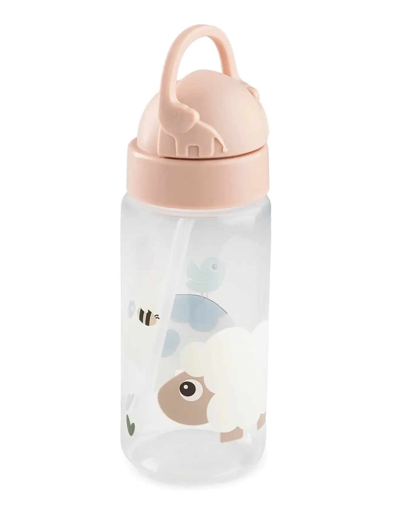 Done by Deer Straw Bottle Tiny Farm Powder 350 Ml, Meal Time, Pink, Str: Ø 6.5X H 20CM