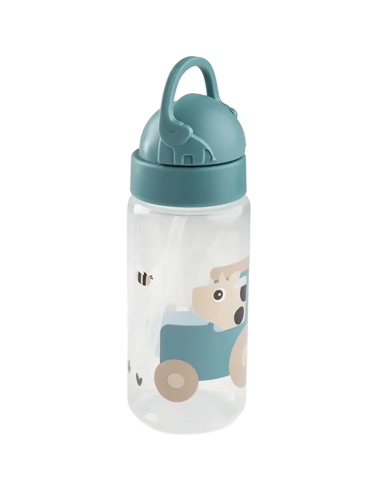 Done by Deer Straw Bottle Tiny Farm Blue 350 Ml, Meal Time, Blå, Str: Ø 6.5X H 20CM