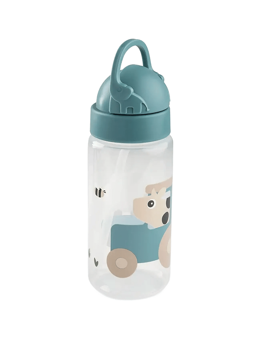 Done by Deer - Straw bottle Tiny farm Blue 350 ml - wasserflaschen - blue - 1