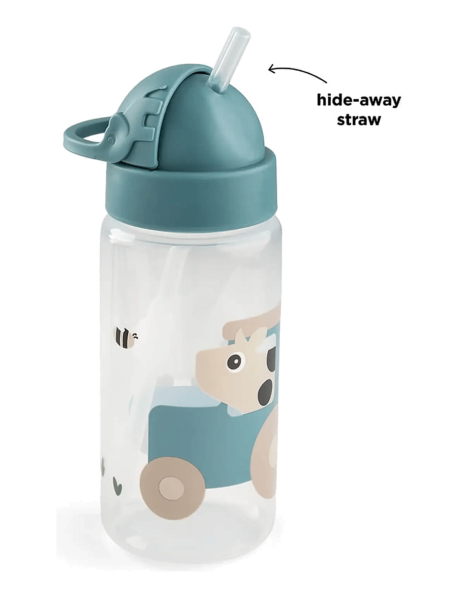 Done by Deer - Straw bottle Tiny farm Blue 350 ml - wasserflaschen - blue - 3