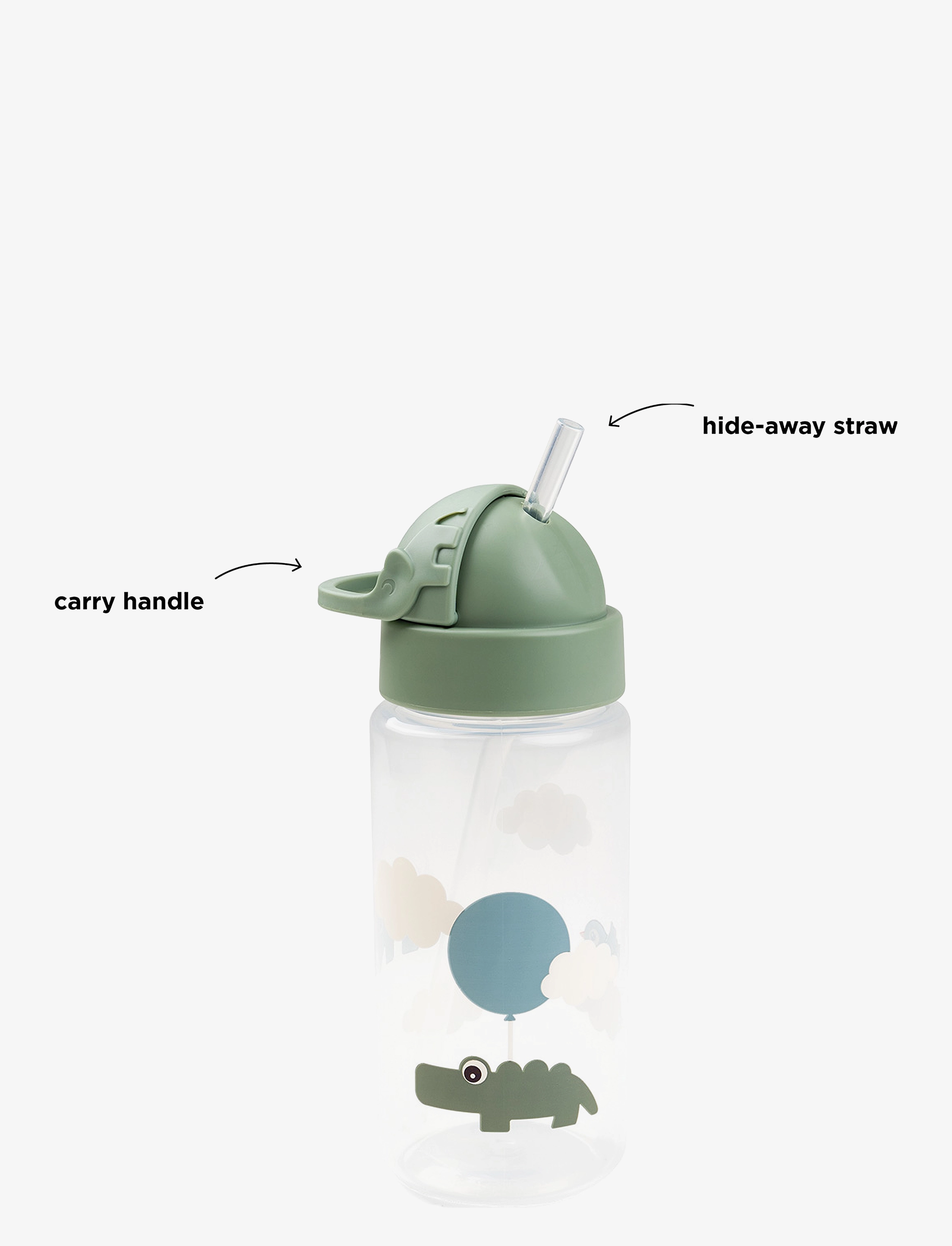 Done by Deer - Straw bottle Happy clouds Green 350 ml - baby bottles - green - 3