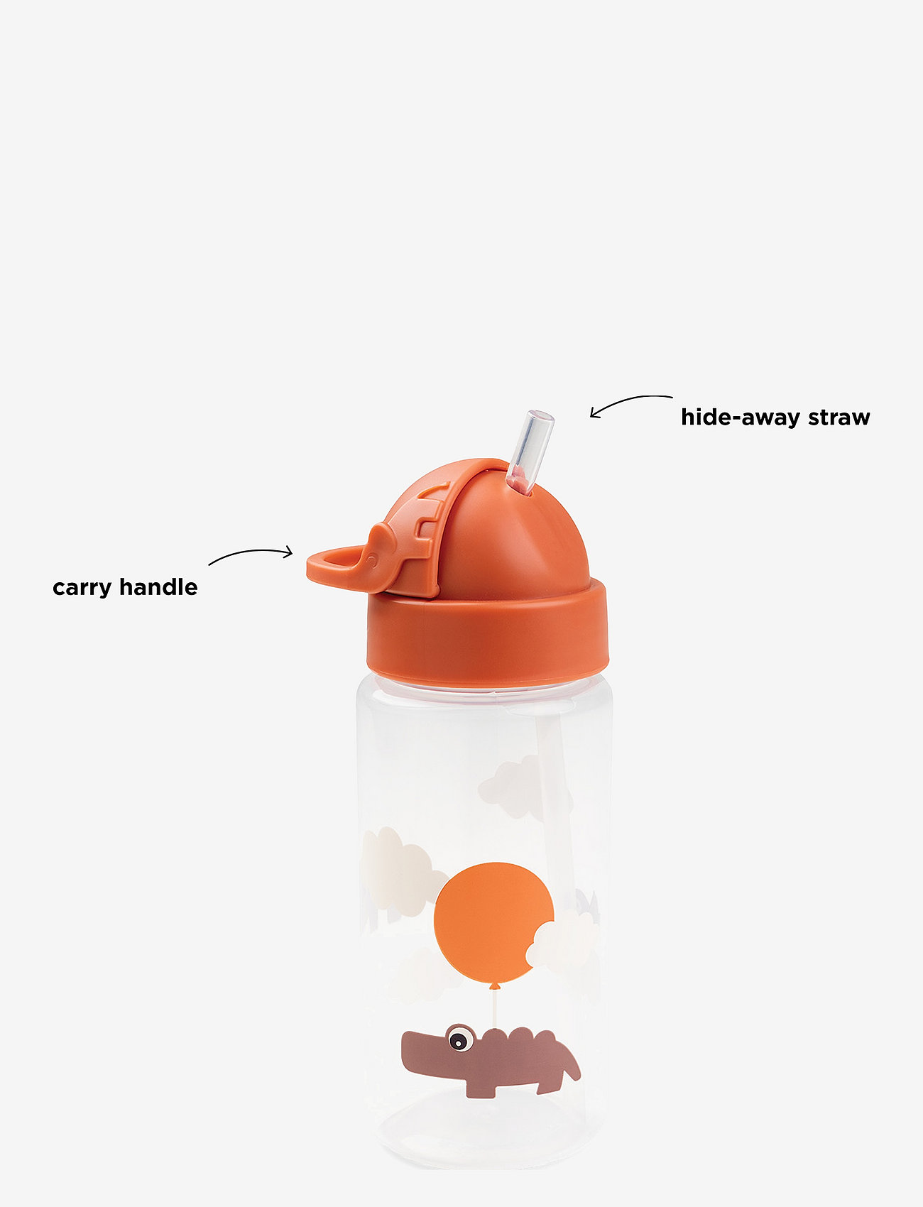 Done by Deer - Straw bottle Happy clouds Papaya 350 ml - papaya - 4