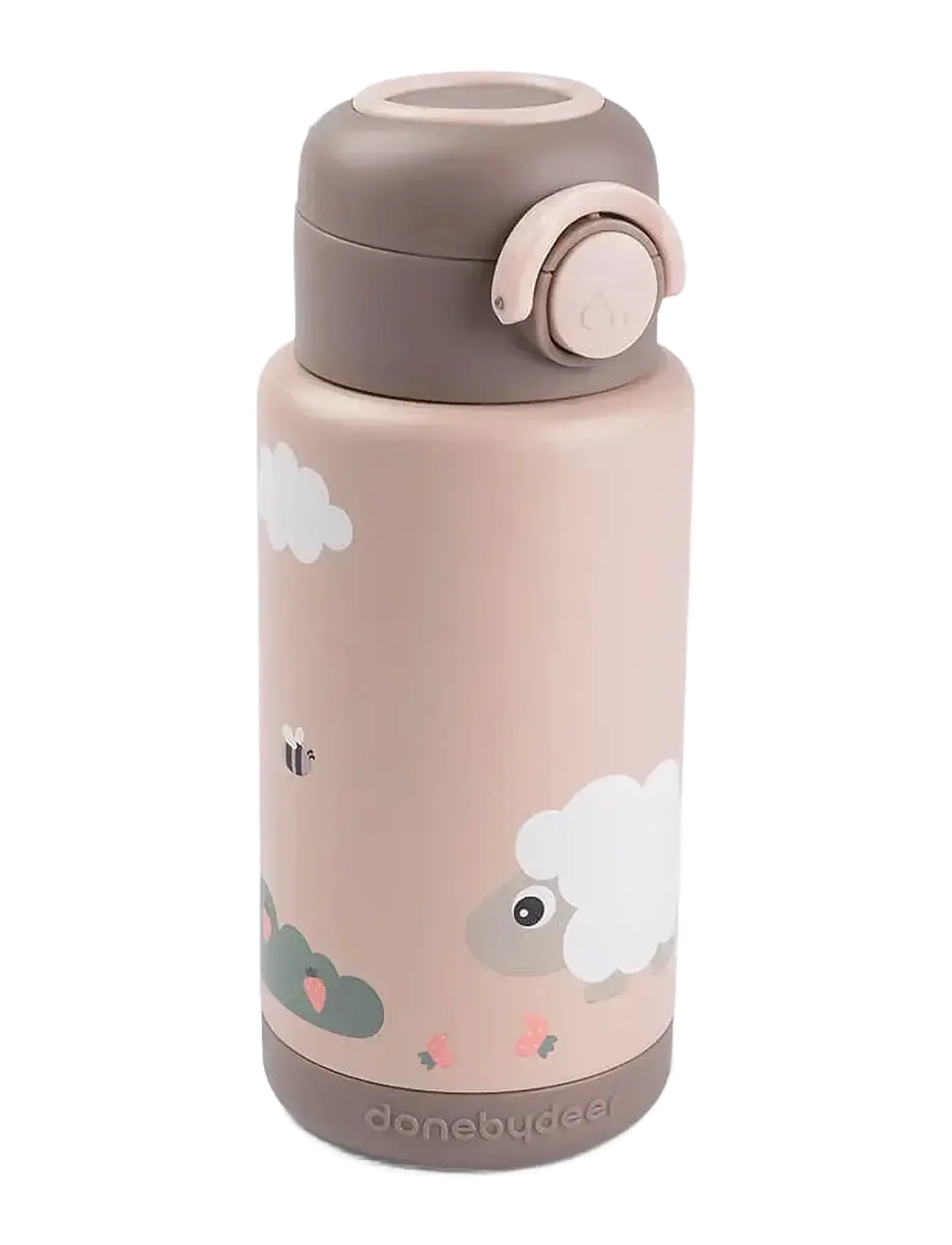 Done by Deer Insulated Bottle Tiny Farm Powder 340 Ml, Meal Time, Pink, Str: Ø 7.5X 19CM.340ML