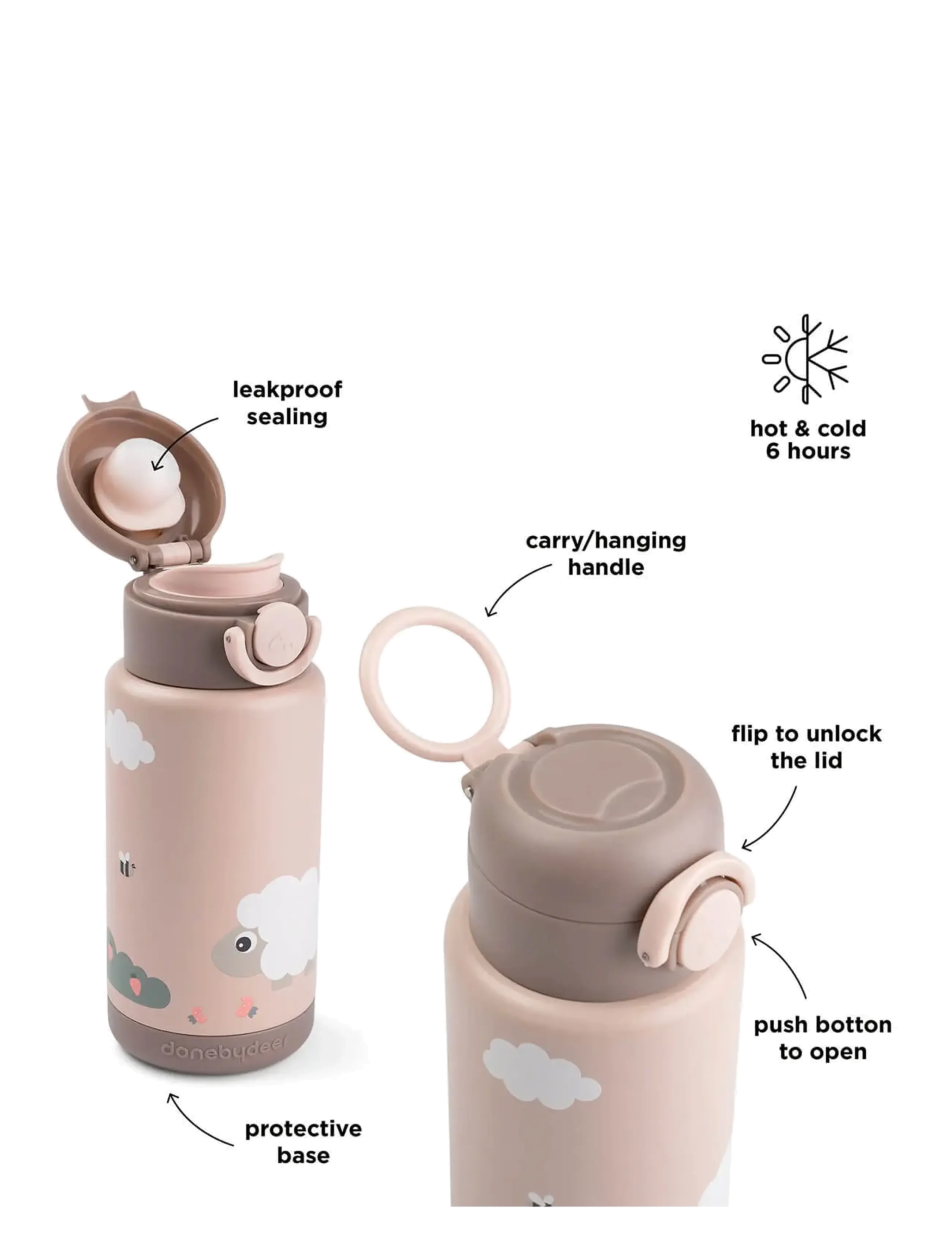 Done by Deer - Insulated bottle Tiny farm Powder 340 ml - wasserflaschen - powder - 4