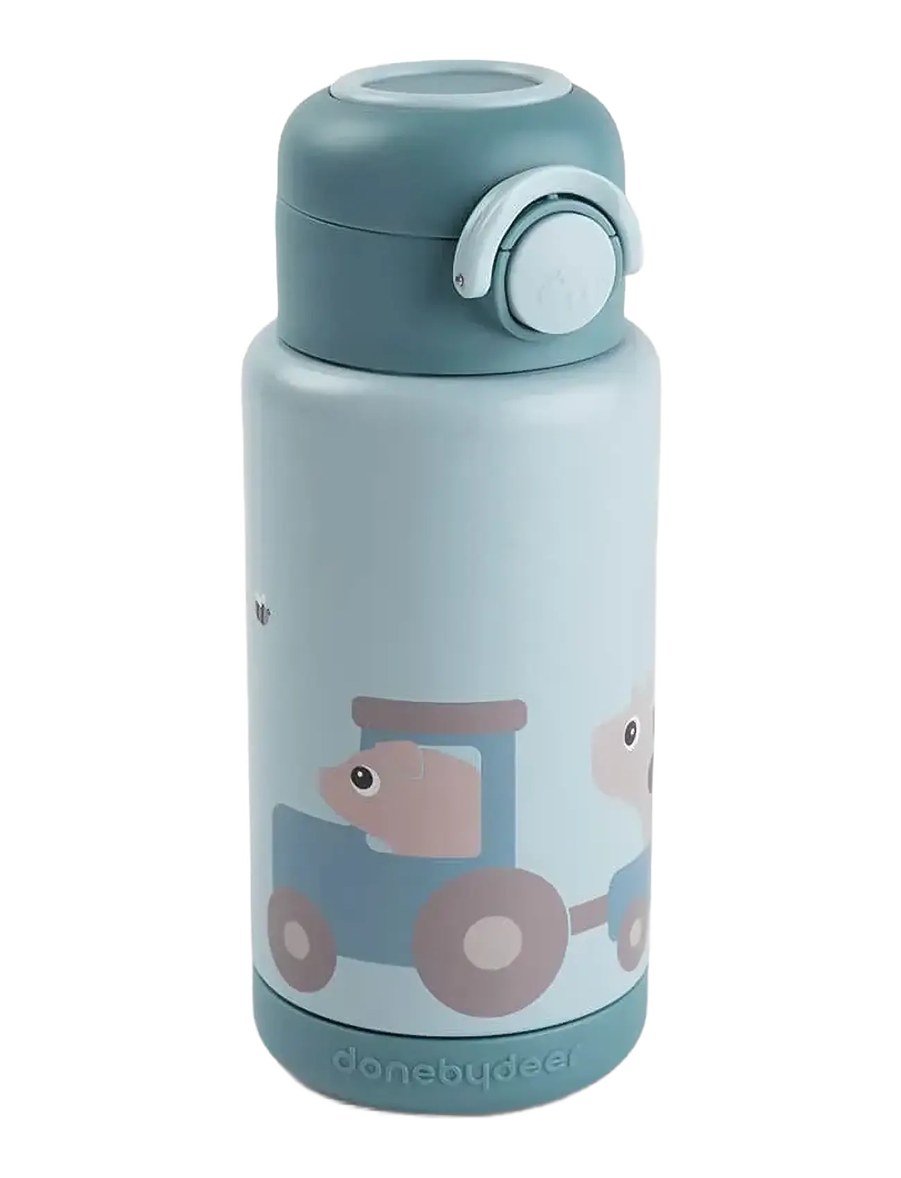 Done by Deer Insulated Bottle Tiny Farm Blue 340 Ml, Meal Time, Multi/mønstret, Str: Ø 7.5X 19CM.340ML