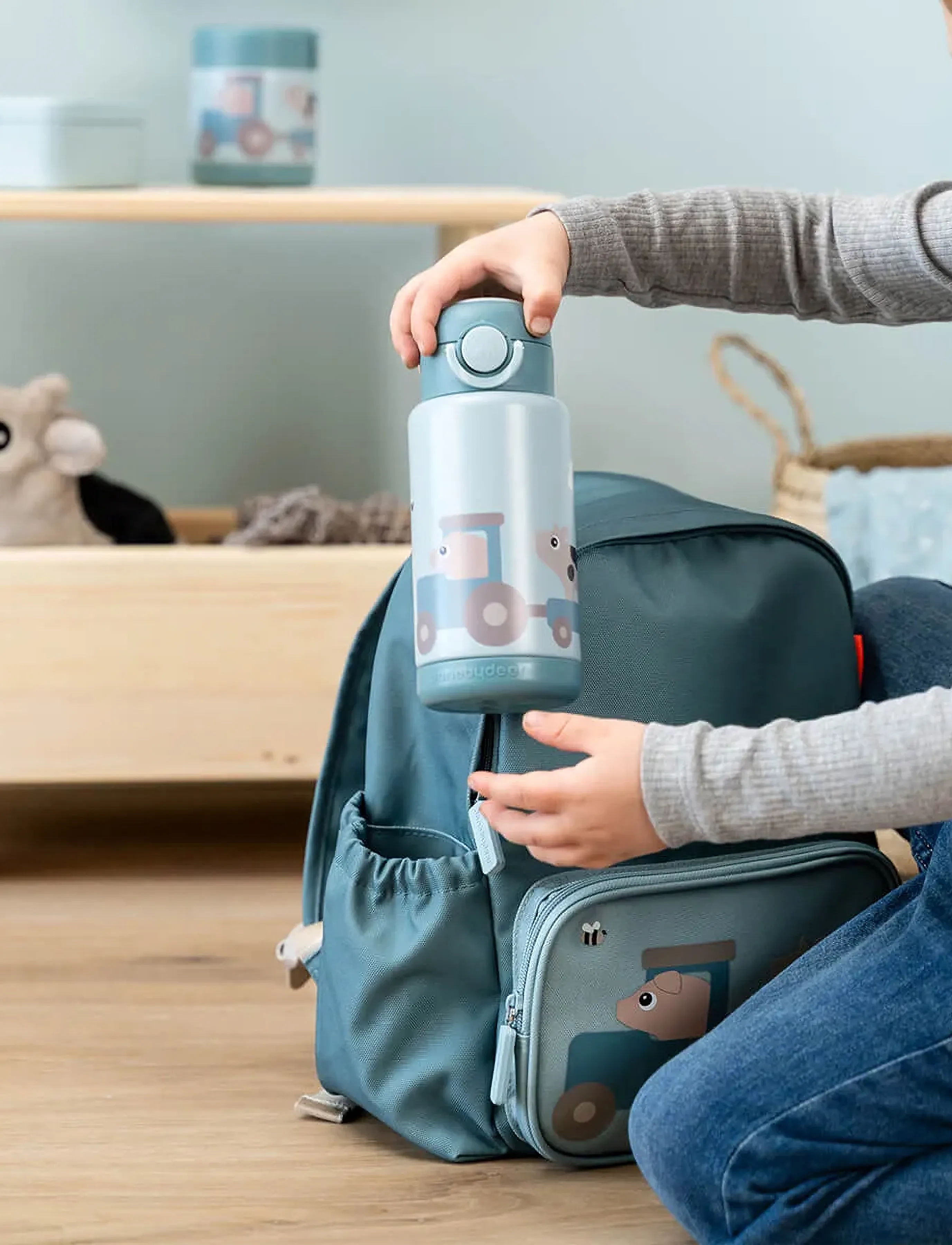 Done by Deer - Insulated bottle Tiny farm Blue 340 ml - water bottles - blue - 5