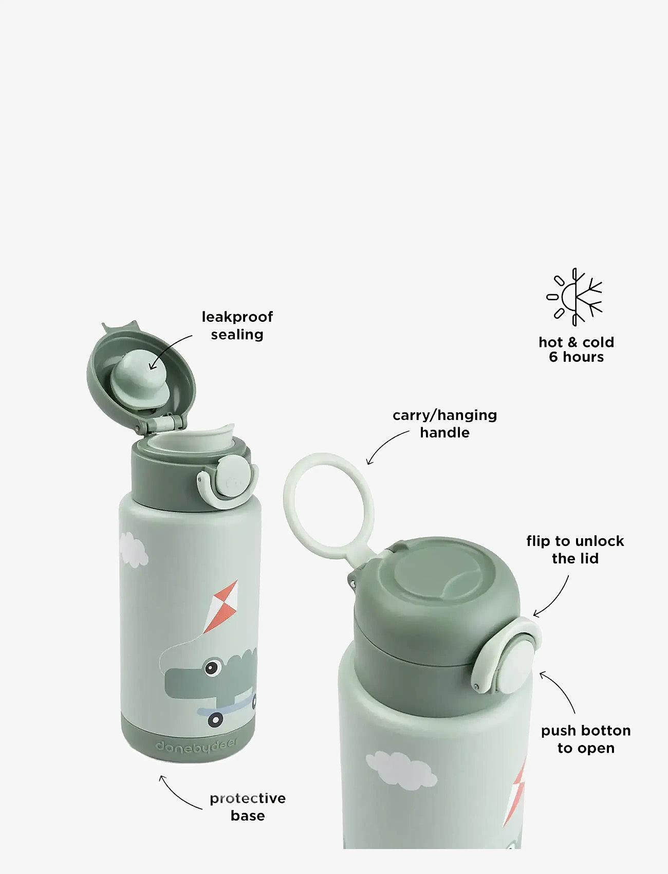 Done by Deer - Insulated bottle Playground Green 340 ml - termoflasker - green - 4
