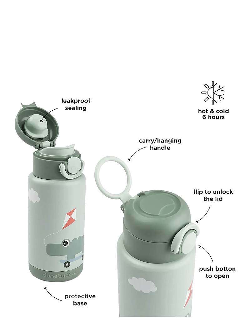 Done by Deer - Insulated bottle Playground Green 340 ml - termosai - green - 4