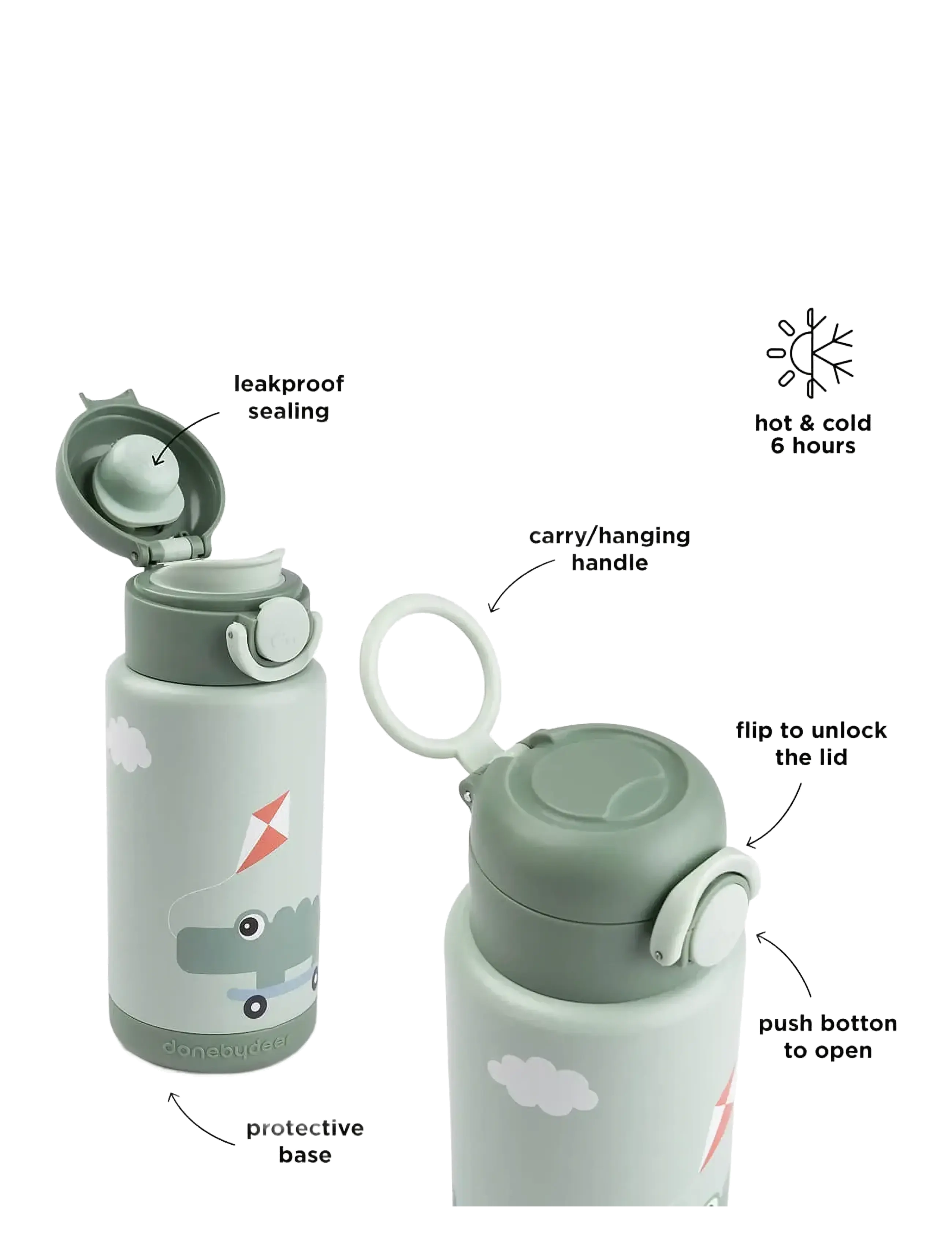 Done by Deer - Insulated bottle Playground Green 340 ml - termosed - green - 4