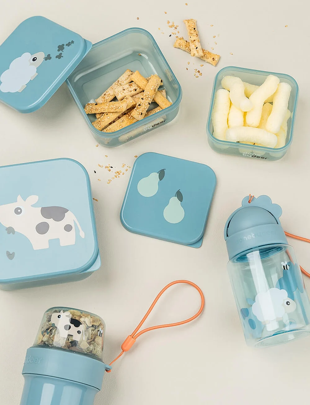 Done by Deer - Straw bottle Tiny farm Blue - wasserflaschen - blue - 3