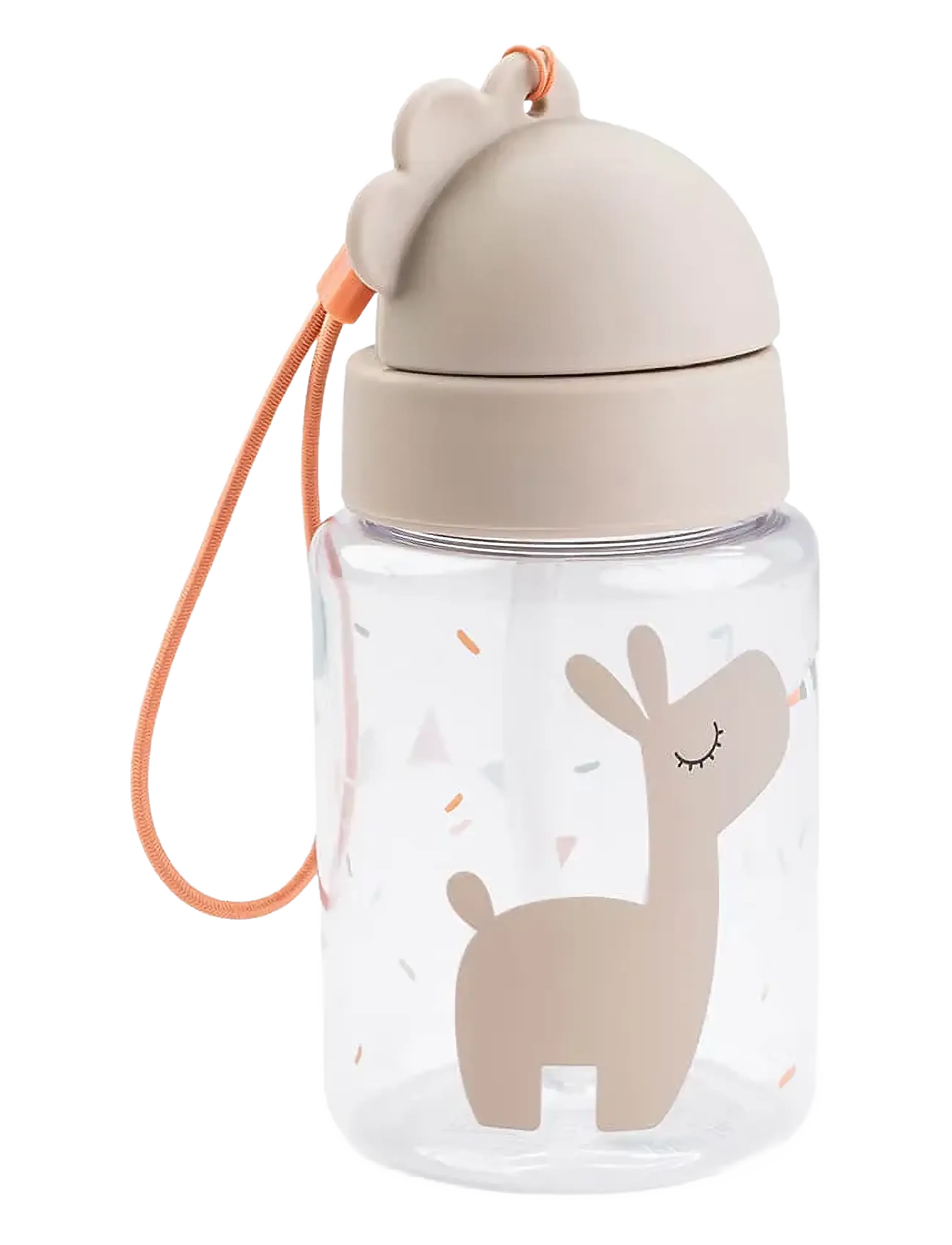 Done by Deer Straw Bottle Celebration Sand 280 Ml, Meal Time, Beige, Str: Ø7X H 15CM.280ML