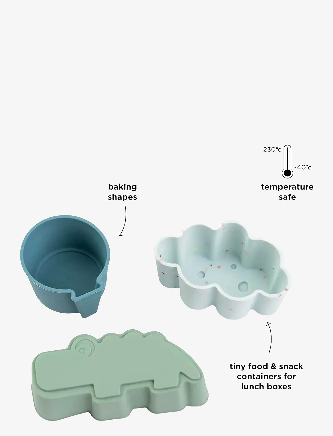 Done by Deer - Silicone shapes 3 pcs Happy clouds Blue - brotdosen - blue - 3