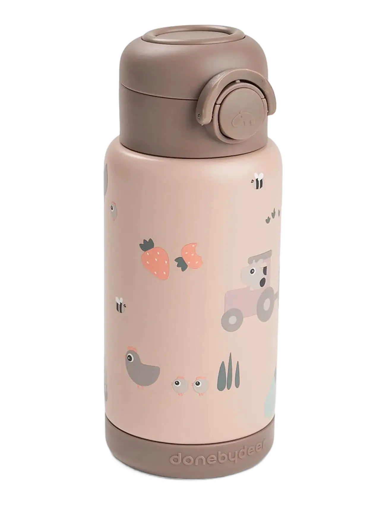 Done by Deer Insulated straw bottle Tiny farm Powder 340 ml - Tudkopper - POWDER / pink/rose