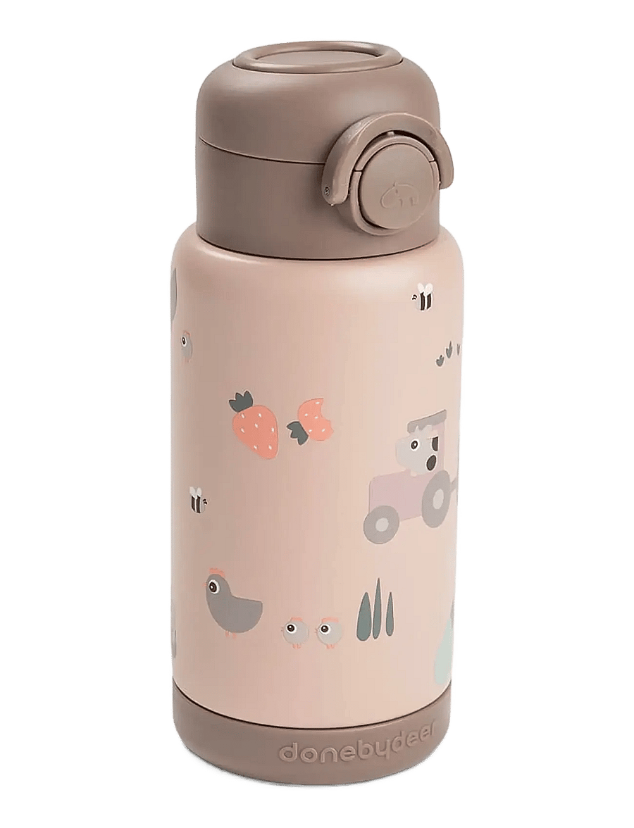 Done by Deer - Insulated straw bottle Tiny farm Powder 340 ml - drikkekopper - powder - 1