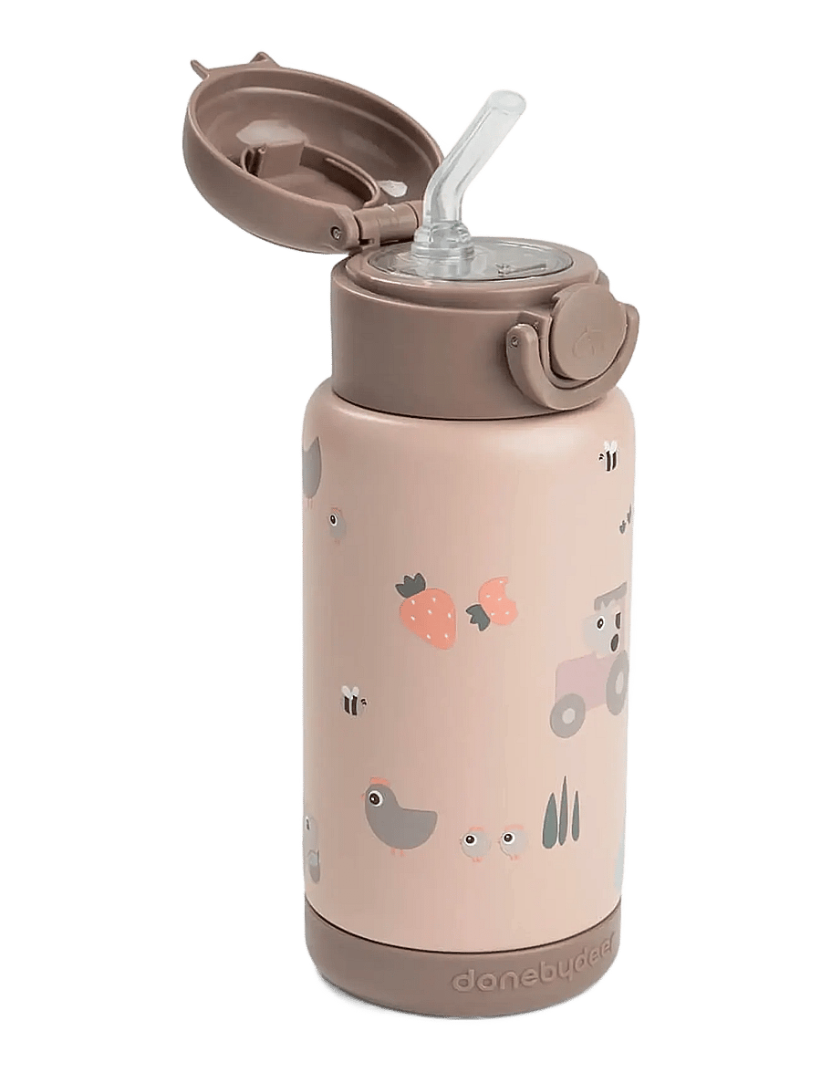 Done by Deer - Insulated straw bottle Tiny farm Powder 340 ml - drikkekopper - powder - 2