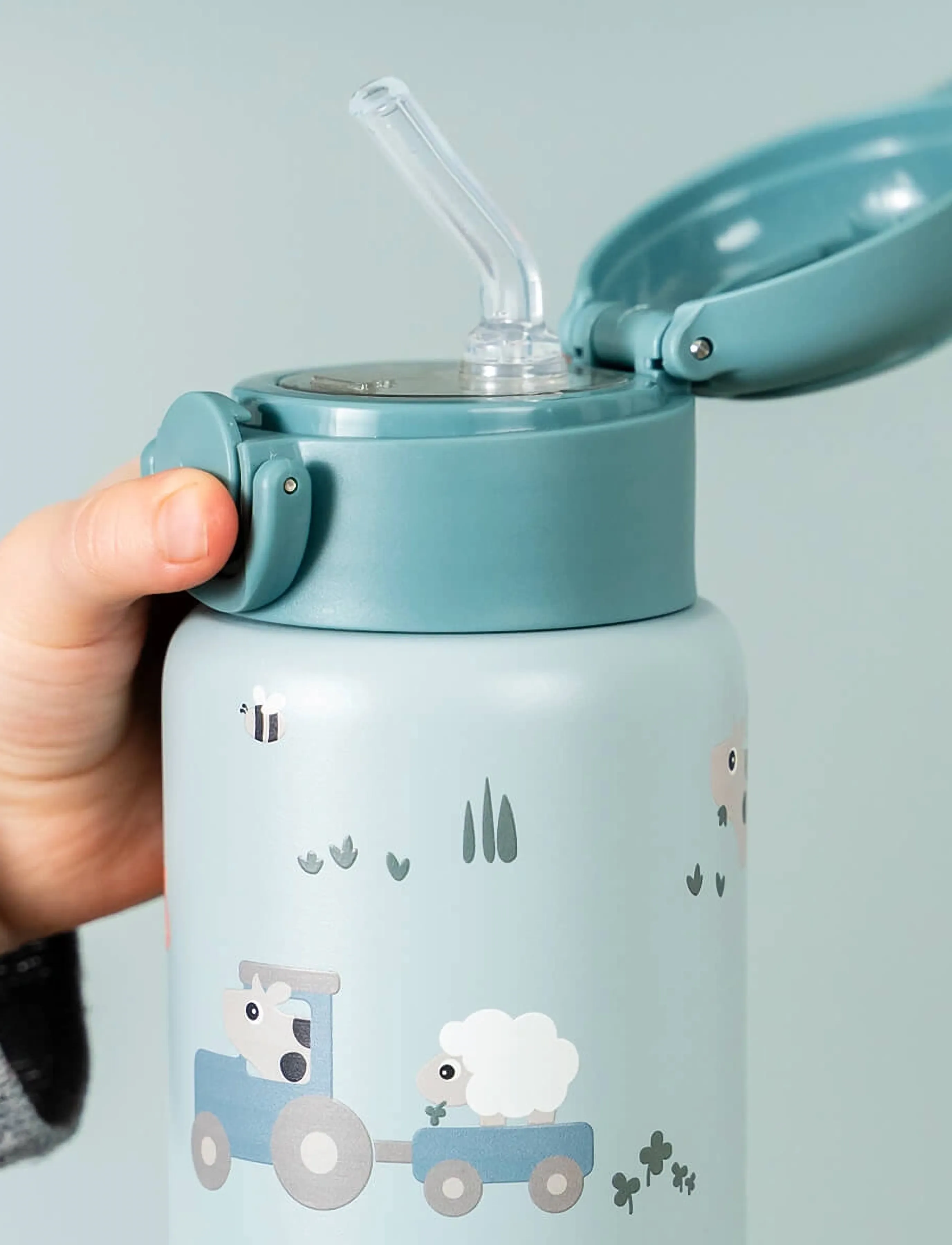 Done by Deer - Insulated straw bottle Tiny farm Powder 340 ml - sippy cups - powder - 5