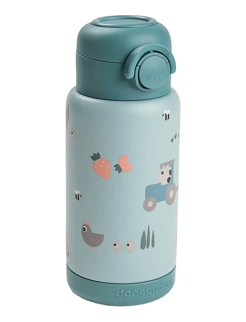 Done by Deer - Insulated straw bottle Tiny farm Blue 340 ml - joogitassid - blue - 1