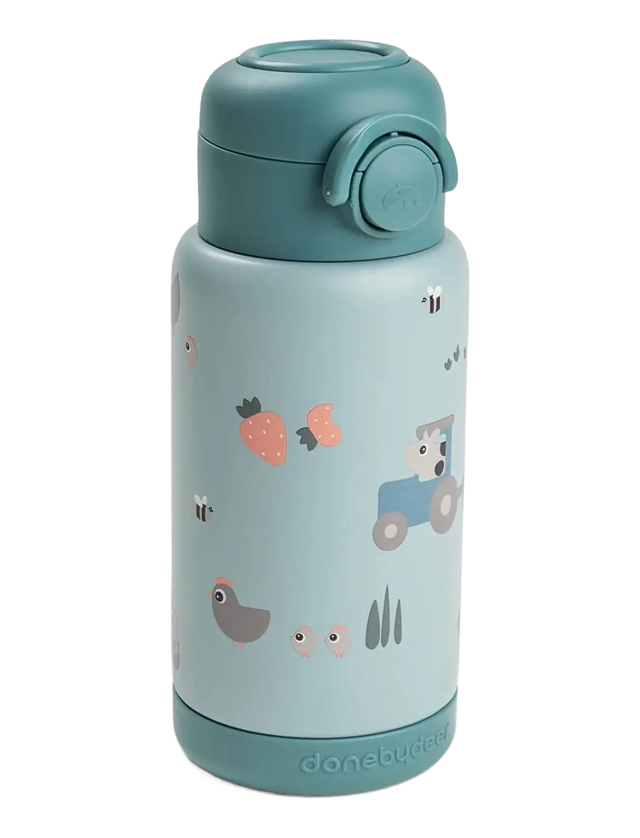 Done by Deer Insulated straw bottle Tiny farm Blue 340 ml - Tudkopper - BLUE / blue