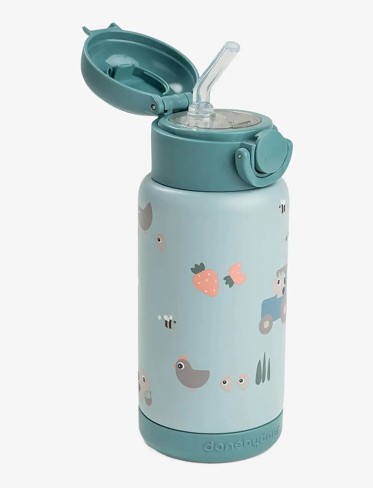 Done by Deer - Insulated straw bottle Tiny farm Blue 340 ml - joogitassid - blue - 2