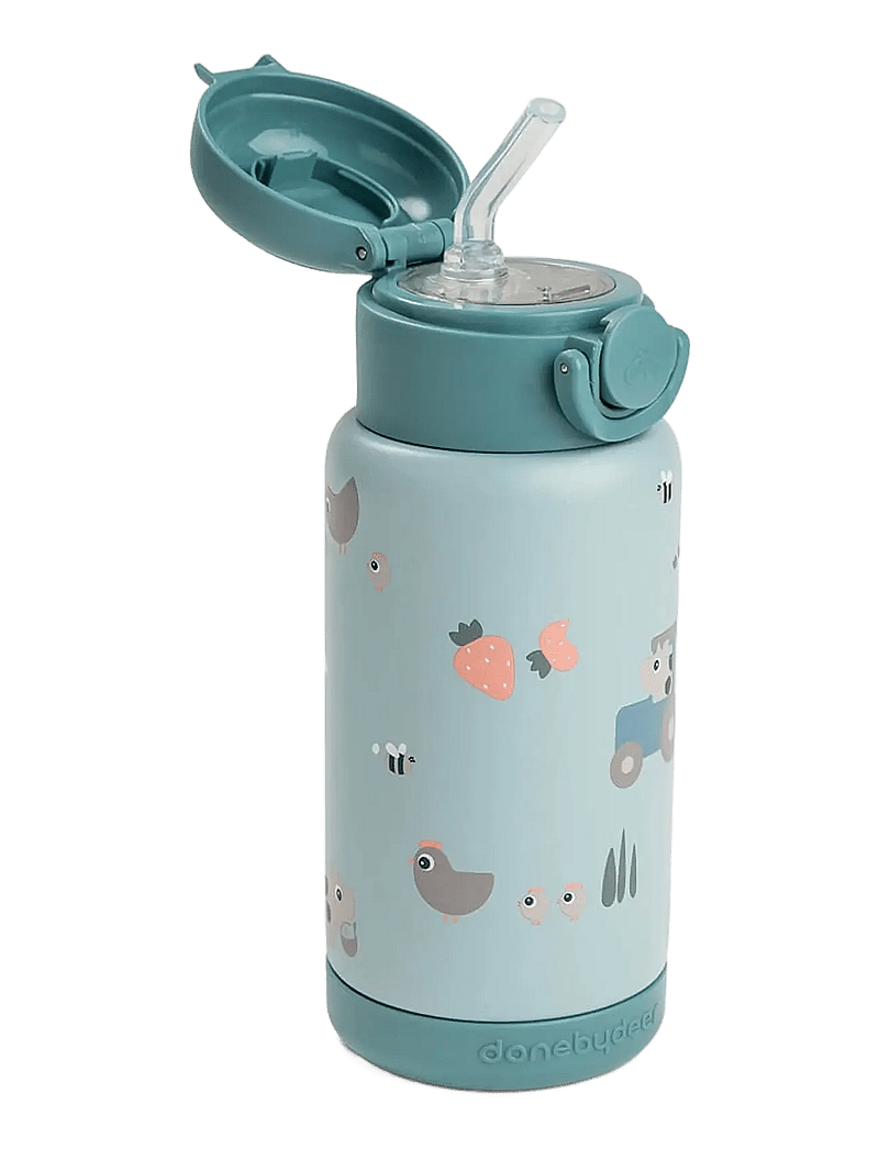 Done by Deer - Insulated straw bottle Tiny farm Blue 340 ml - joogitassid - blue - 2