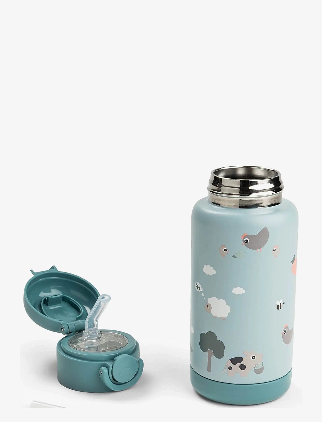 Done by Deer - Insulated straw bottle Tiny farm Blue 340 ml - joogitassid - blue - 3