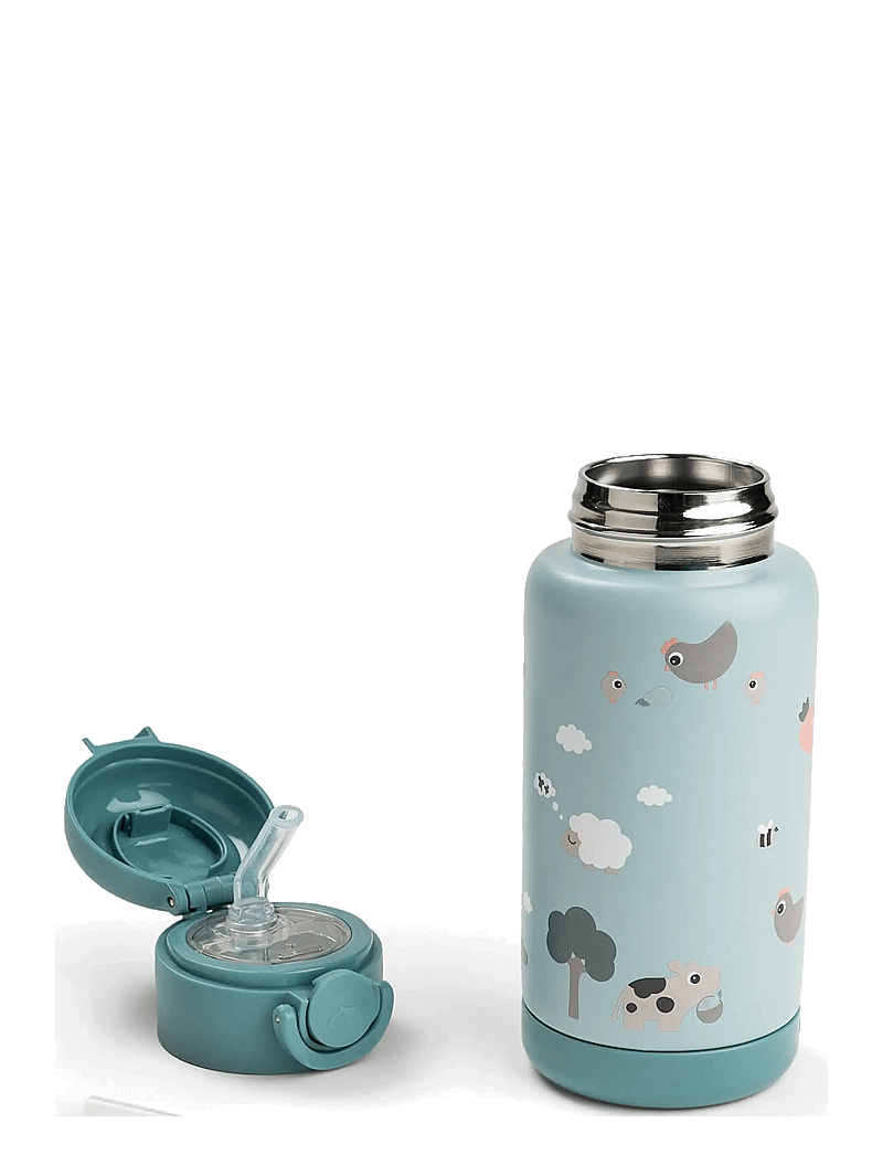 Done by Deer - Insulated straw bottle Tiny farm Blue 340 ml - joogitassid - blue - 3