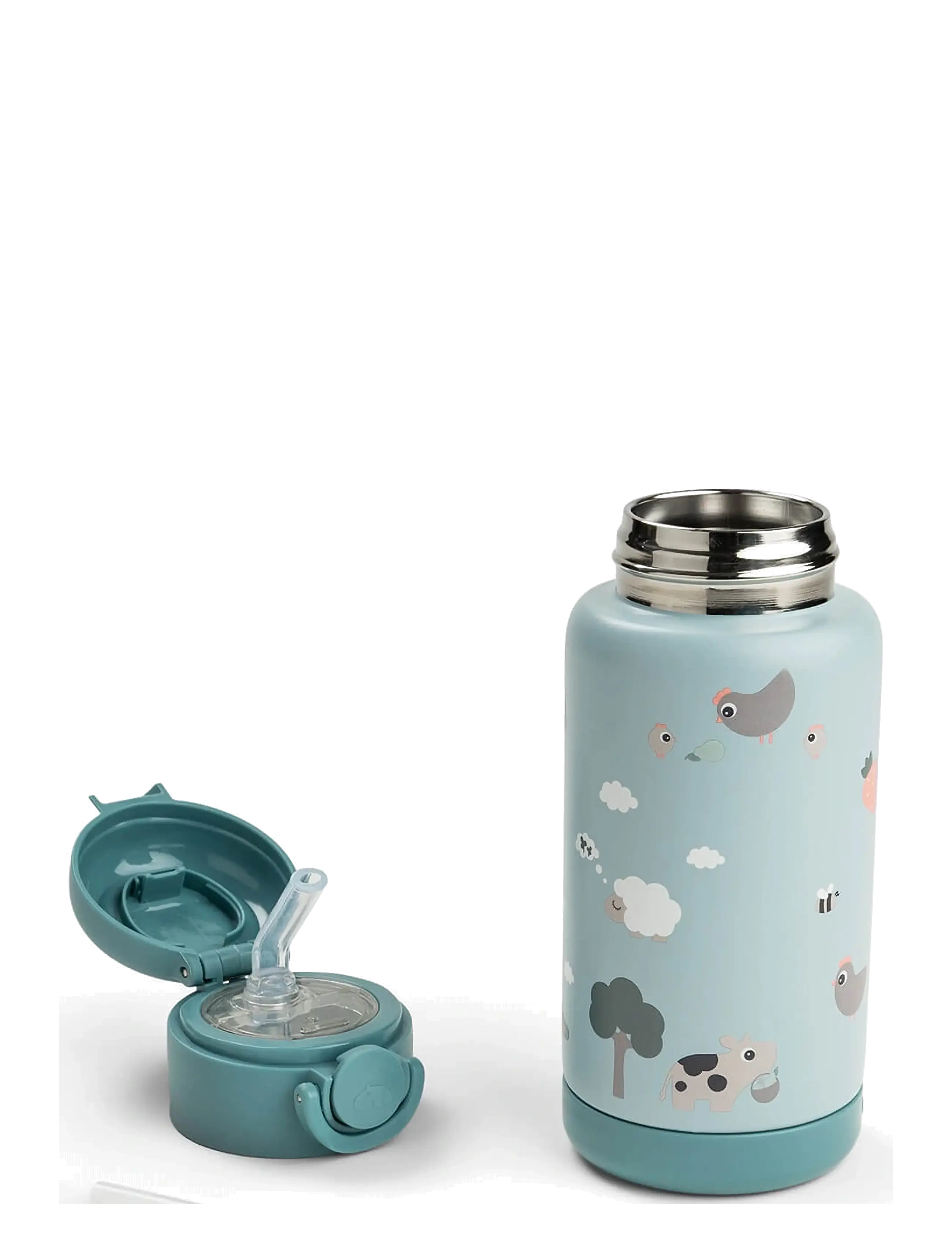 Done by Deer - Insulated straw bottle Tiny farm Blue 340 ml - tudkopper - blue - 3