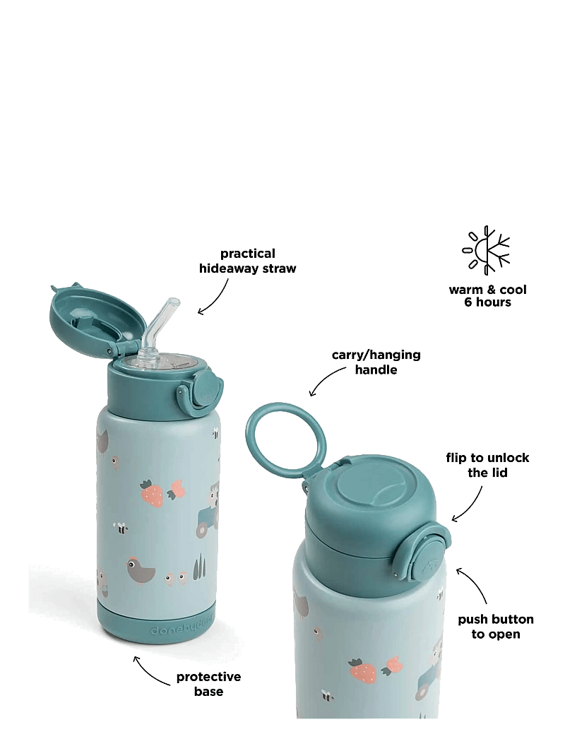 Done by Deer - Insulated straw bottle Tiny farm Blue 340 ml - joogitassid - blue - 4