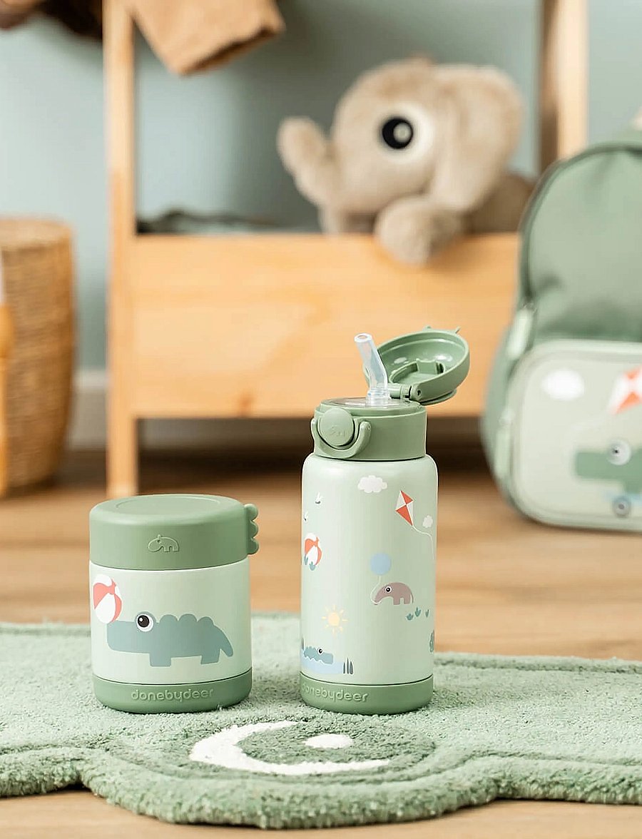Done by Deer - Insulated straw bottle Playground Green 340 ml - joogitassid - green - 0