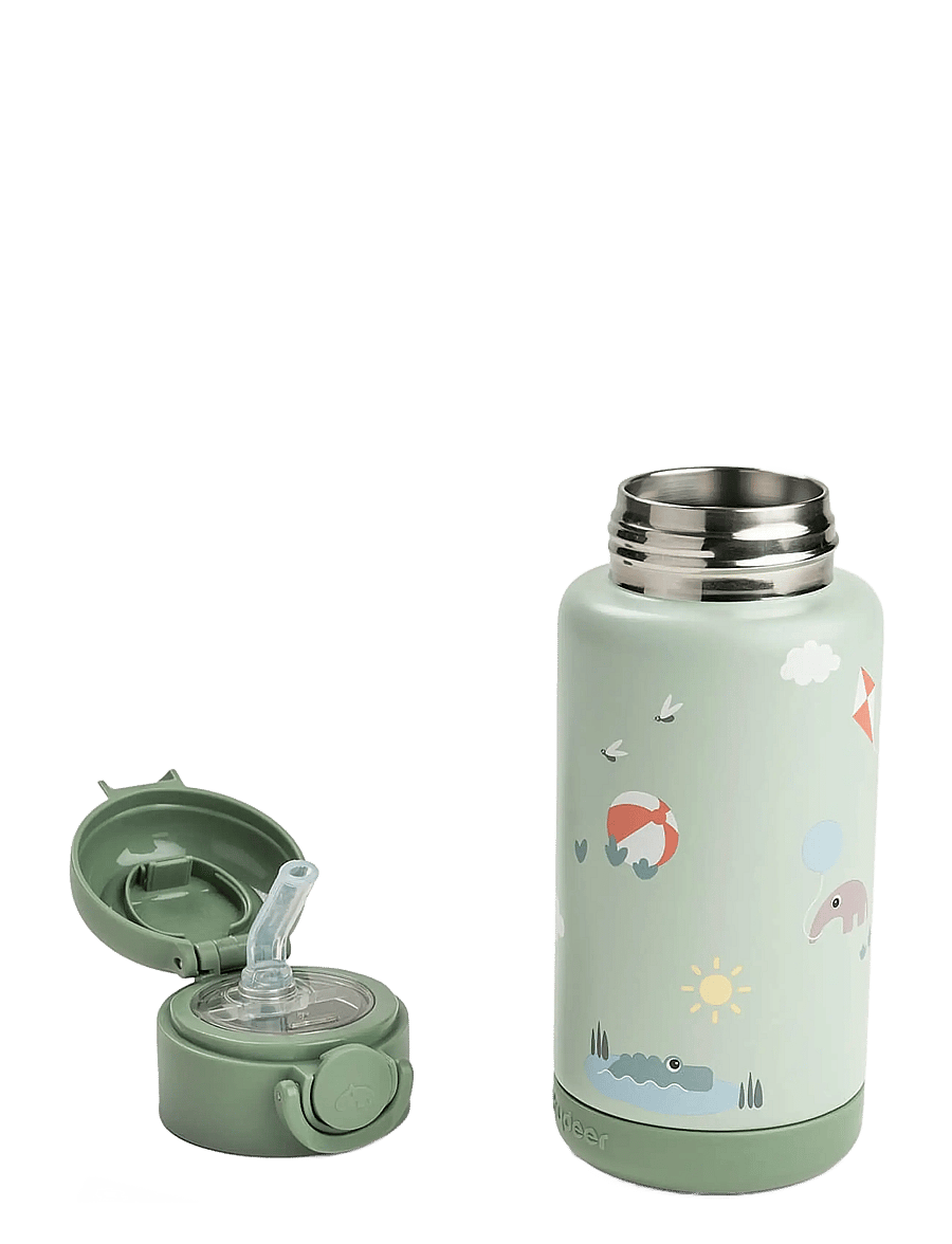 Done by Deer - Insulated straw bottle Playground Green 340 ml - joogitassid - green - 3