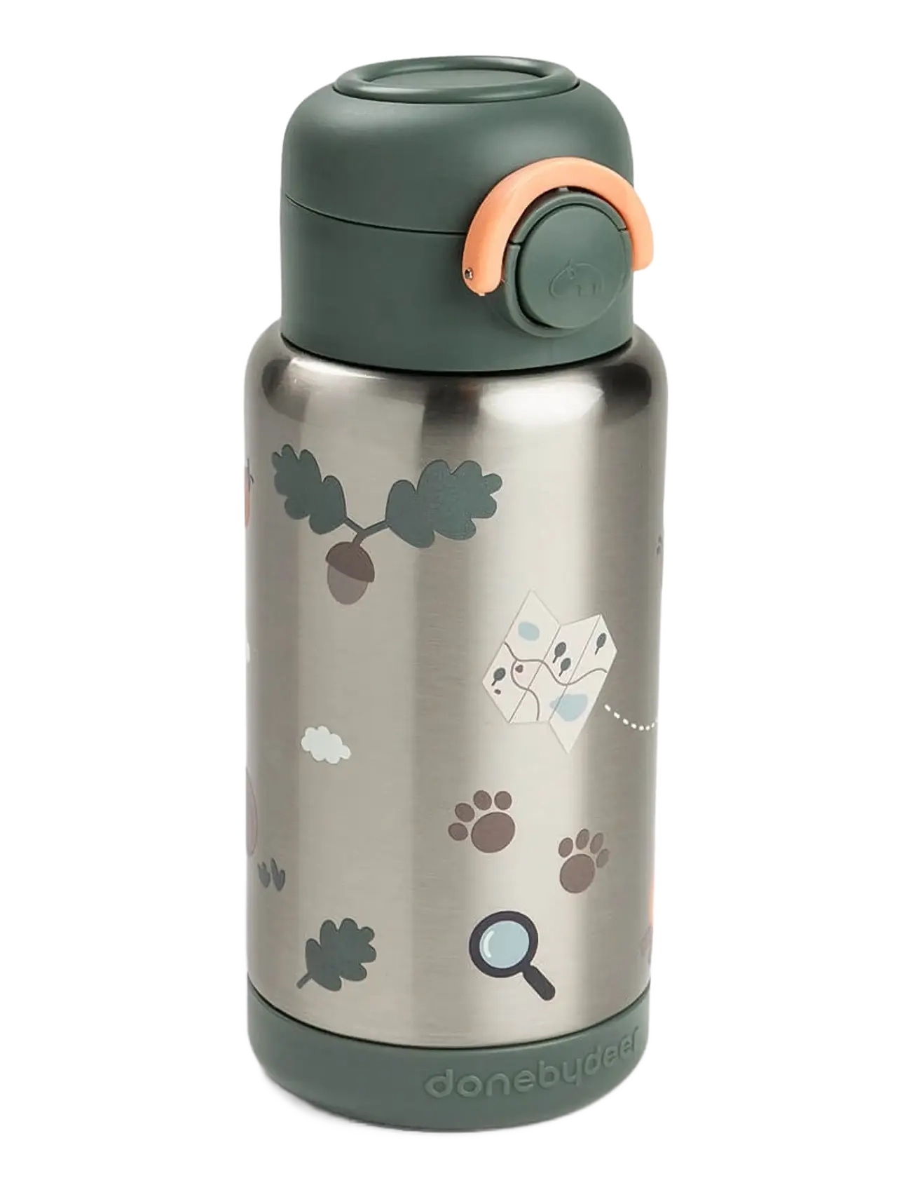 Done by Deer Insulated straw bottle Tiny trails Green 340 ml - Done by Deer - GREEN / silver