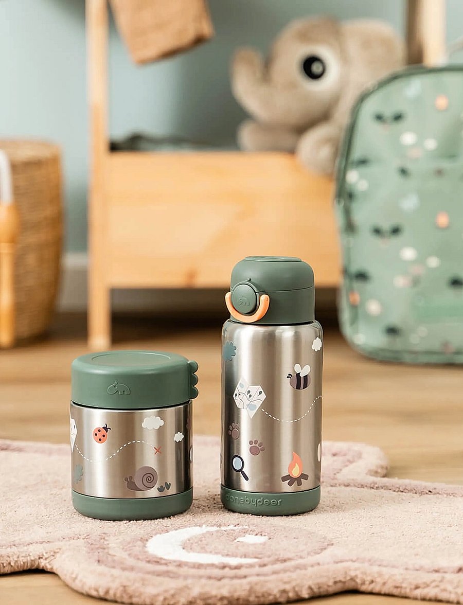 Done by Deer - Insulated straw bottle Tiny trails Green 340 ml - pipmuggar - green - 0