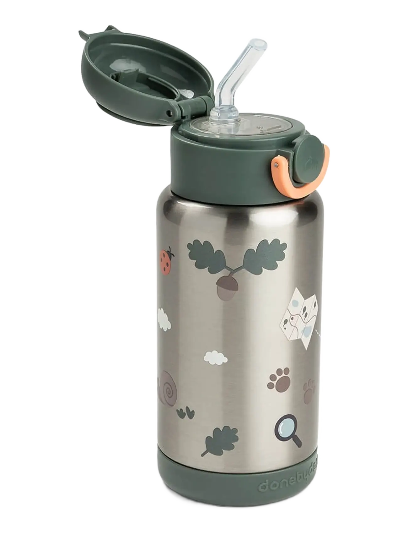 Done by Deer - Insulated straw bottle Tiny trails Green 340 ml - tudkopper - green - 2