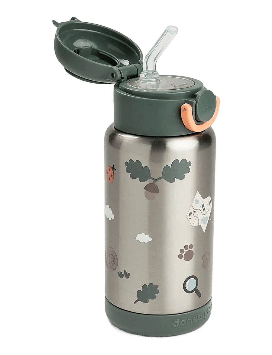 Done by Deer - Insulated straw bottle Tiny trails Green 340 ml - pipmuggar - green - 2