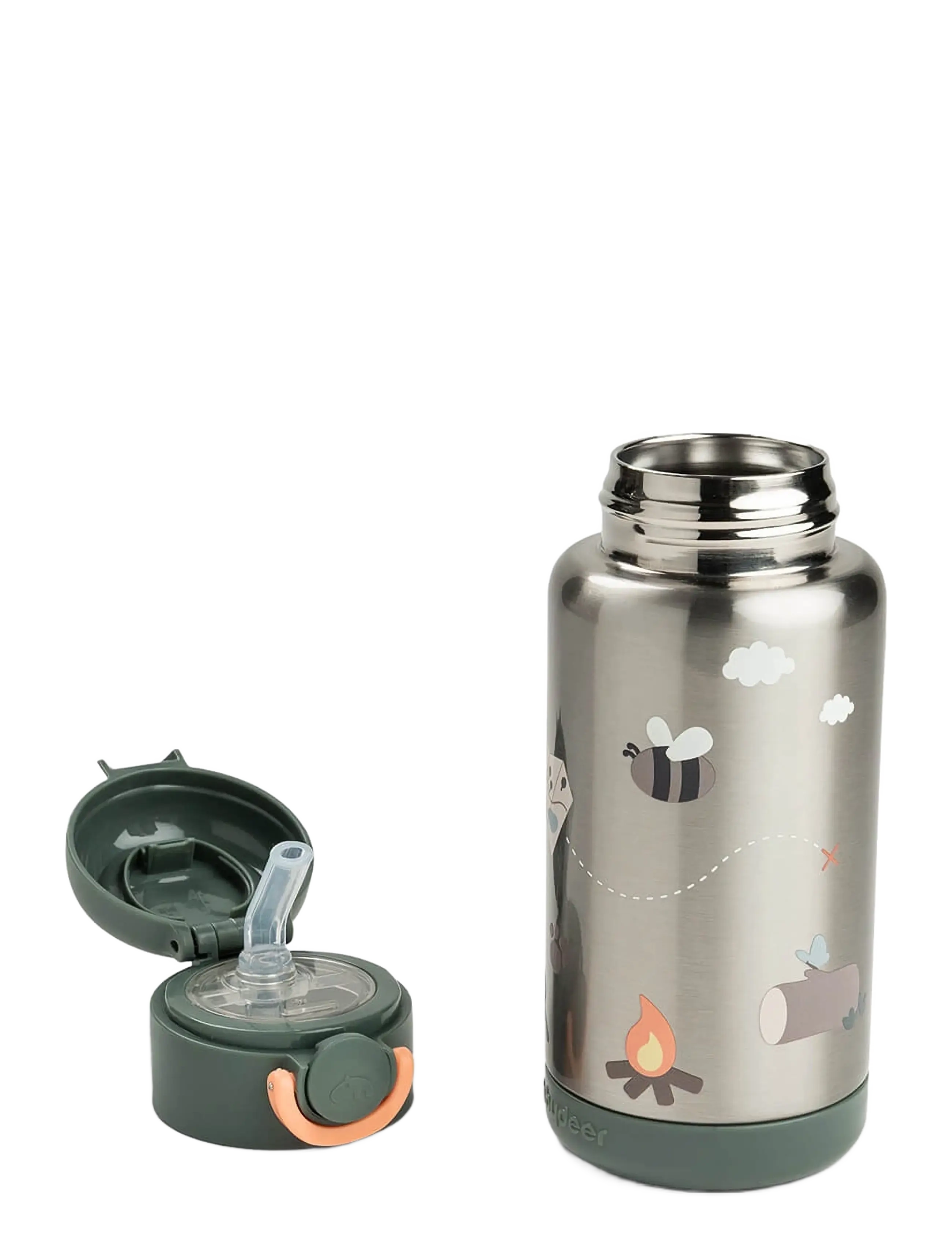 Done by Deer - Insulated straw bottle Tiny trails Green 340 ml - tudkopper - green - 3