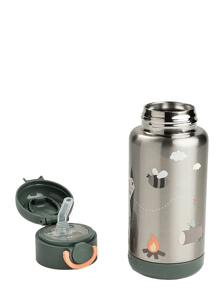 Done by Deer - Insulated straw bottle Tiny trails Green 340 ml - pipmuggar - green - 3