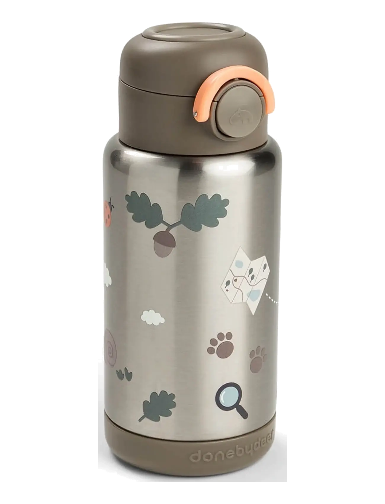 Done by Deer Insulated straw bottle Tiny trails Sand 340 ml - Tudkopper - SAND / silver