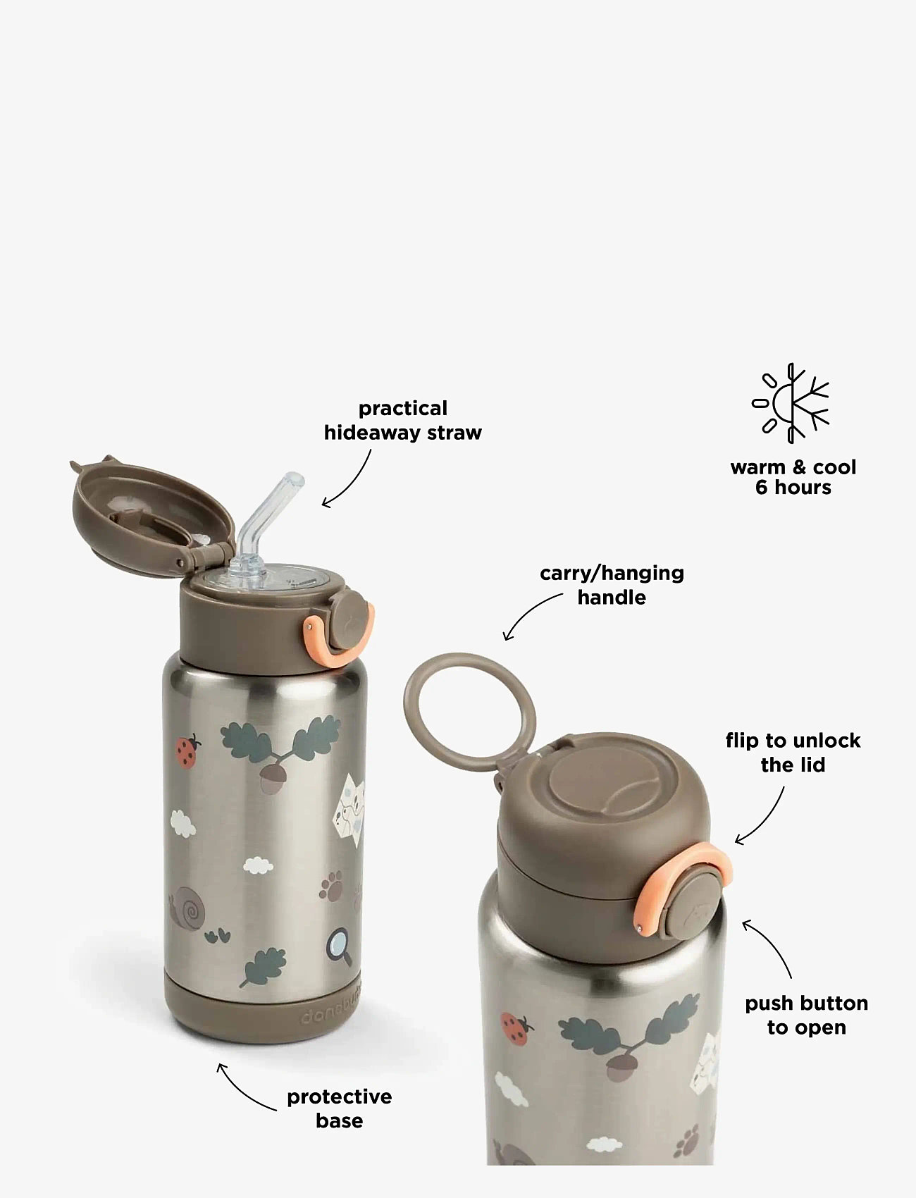 Done by Deer - Insulated straw bottle Tiny trails Sand 340 ml - sippy cups - sand - 4