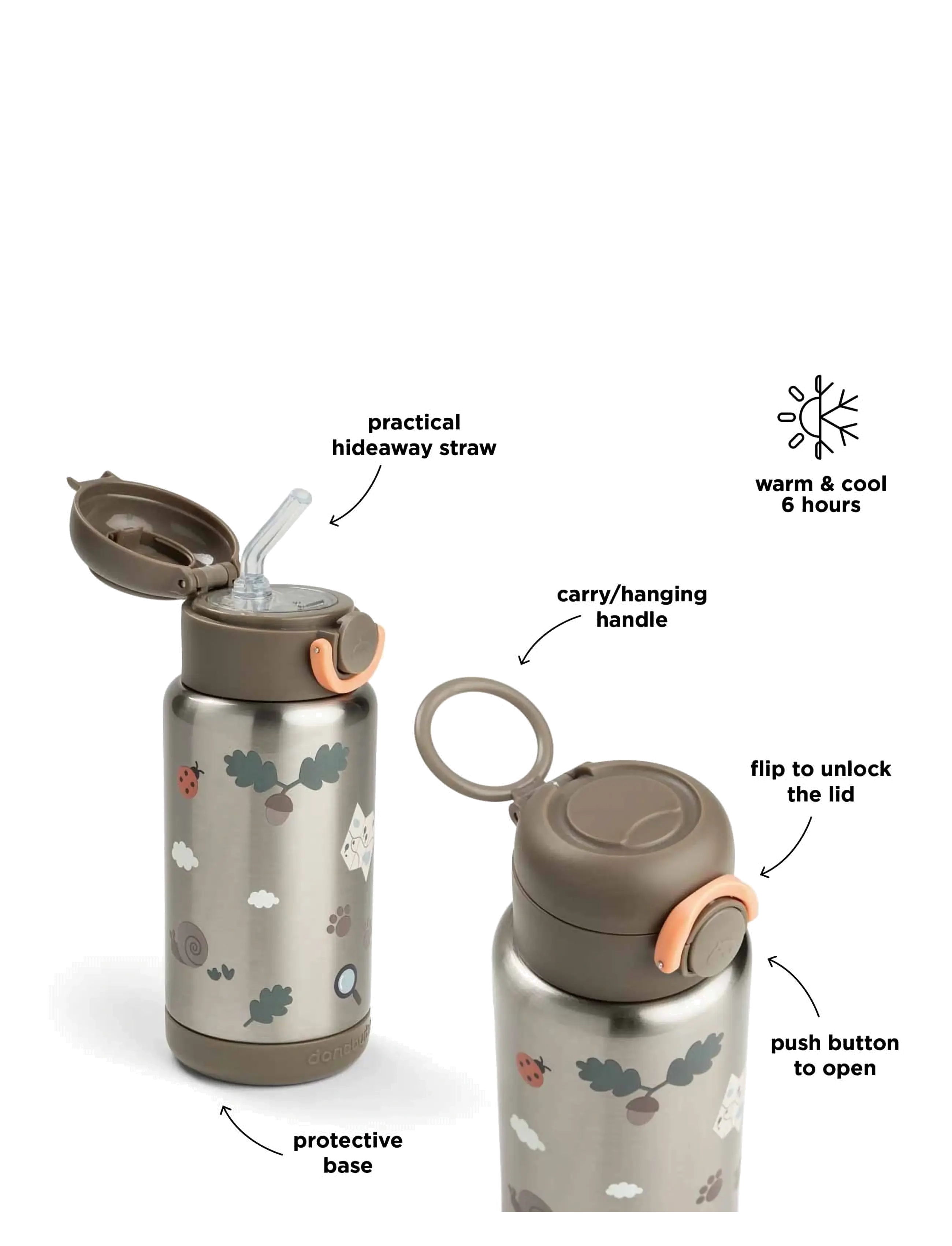 Done by Deer - Insulated straw bottle Tiny trails Sand 340 ml - tudkopper - sand - 4