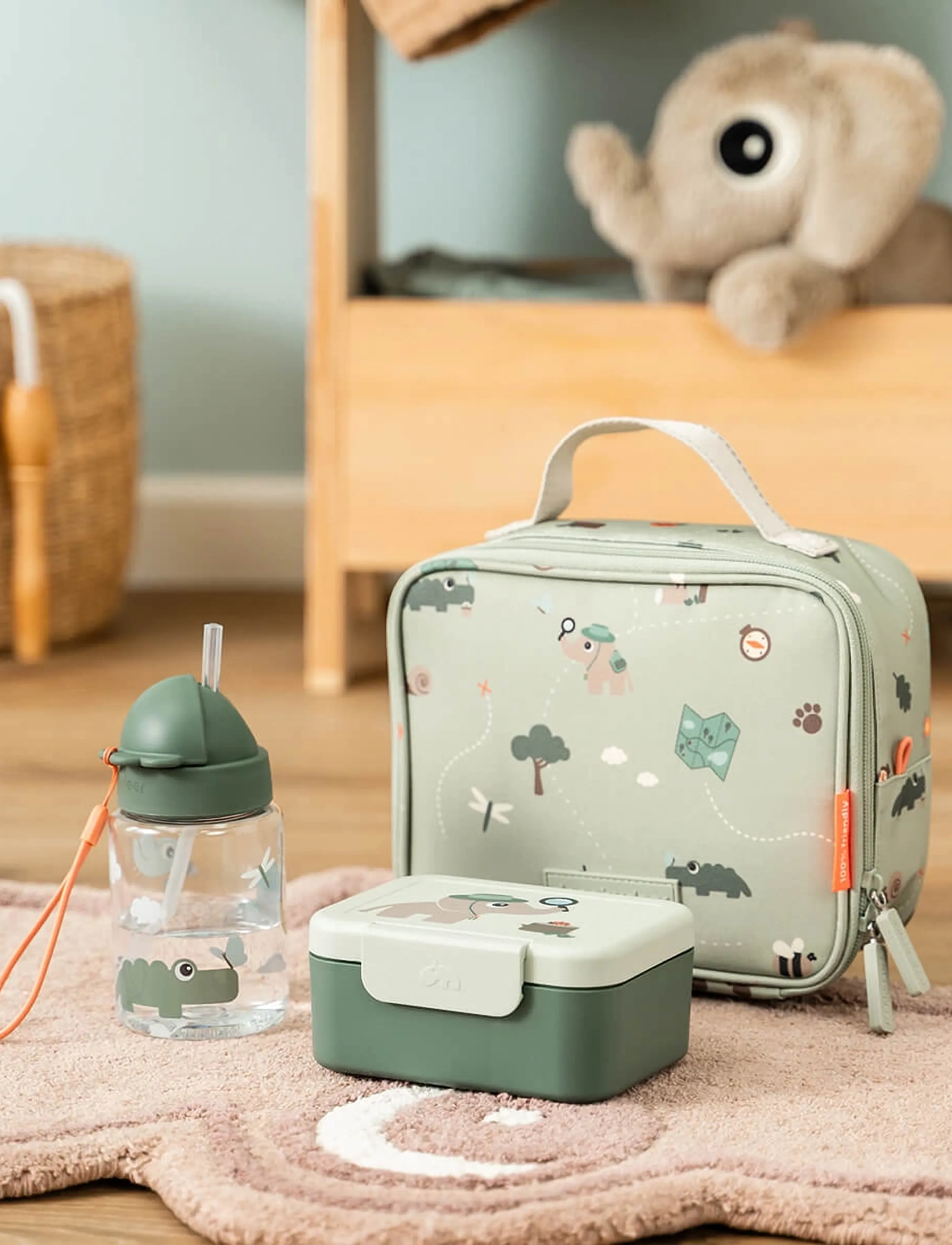 Done by Deer Straw Bottle Tiny Trails Green 280 Ml, Ø7X H 15 cm, Baby Feeding, Grün - Sippy Cups, Kinder