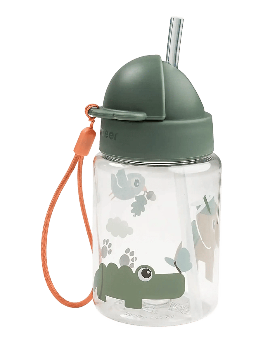 Done by Deer - Straw bottle Tiny trails Green 280 ml - green - 3