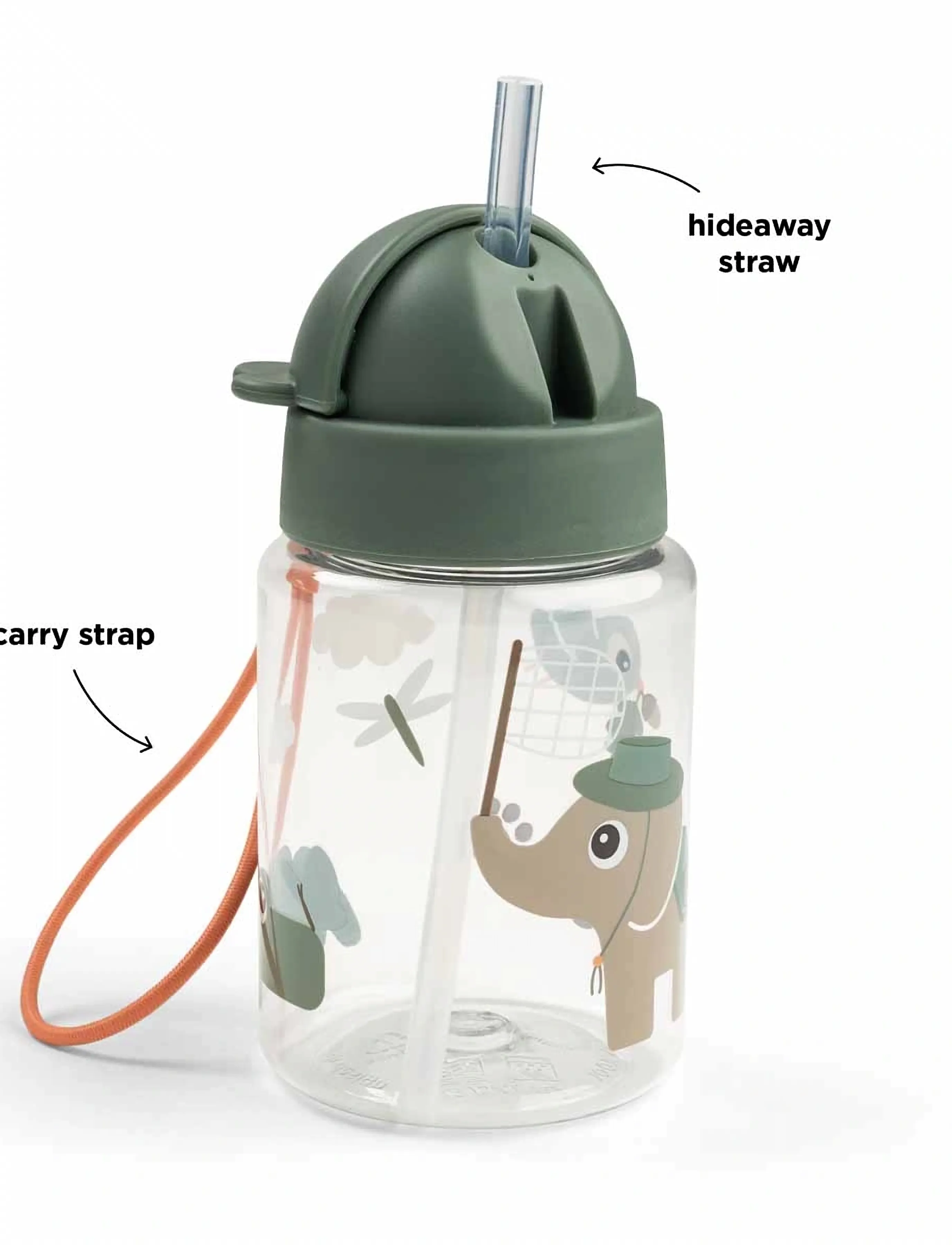 Done by Deer - Straw bottle Tiny trails Green 280 ml - green - 5