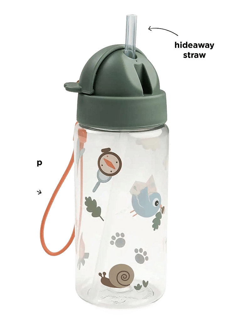 Done by Deer - Straw bottle Tiny trails Green 350 ml - joogitassid - green - 3