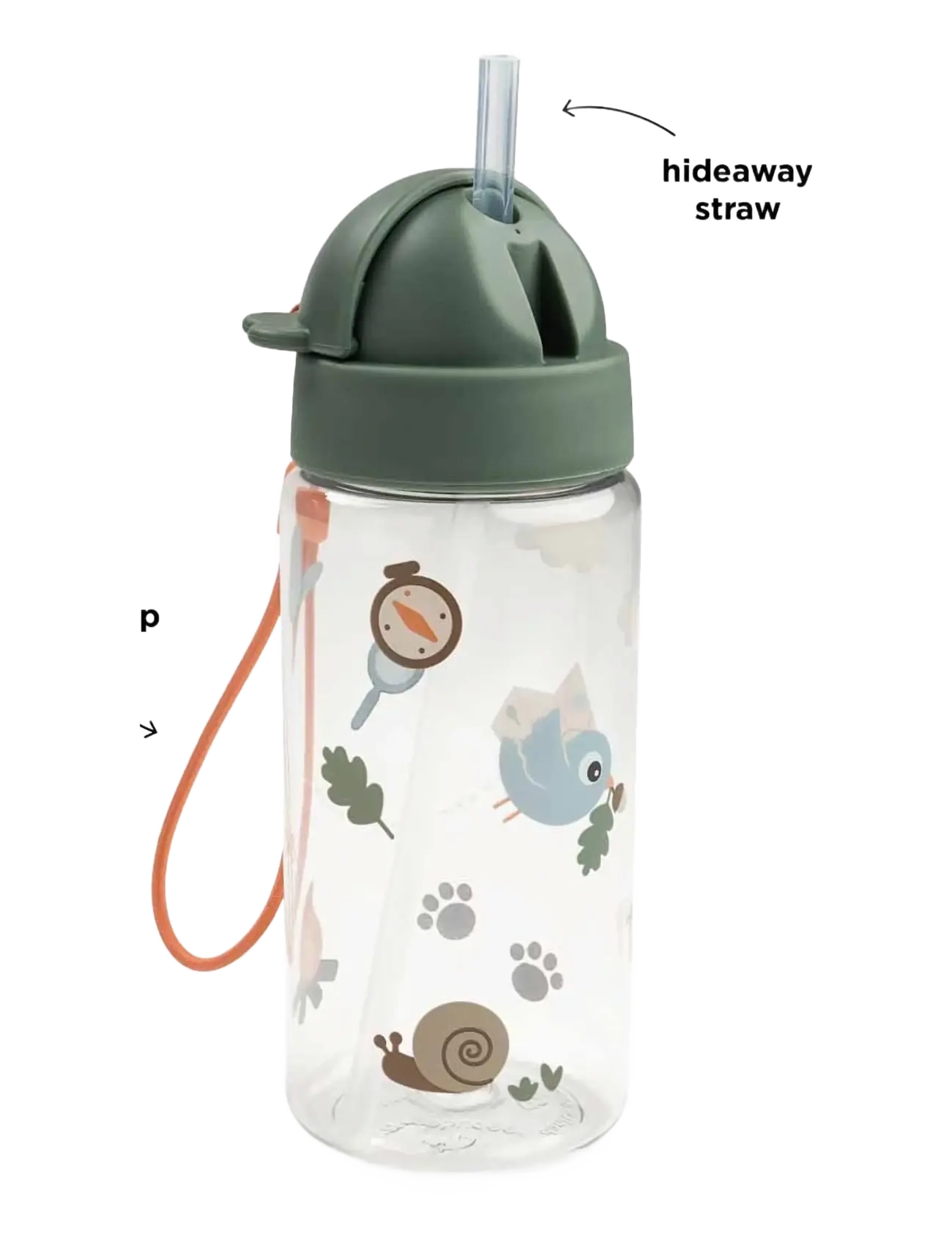 Done by Deer - Straw bottle Tiny trails Green 350 ml - schnabeltassen - green - 3