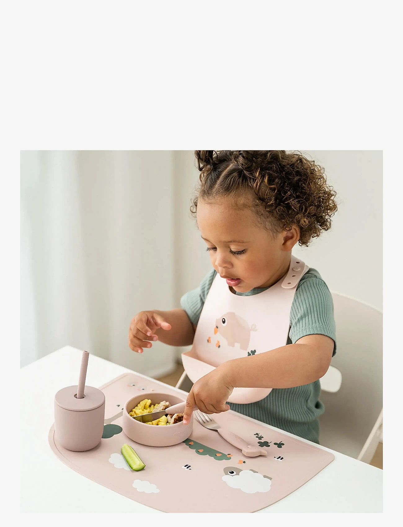 Done by Deer - Silicone placemat Tiny farm Powder - mata - powder - 2