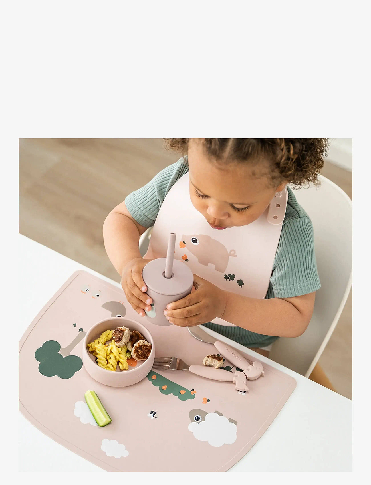 Done by Deer - Silicone placemat Tiny farm Powder - mata - powder - 3