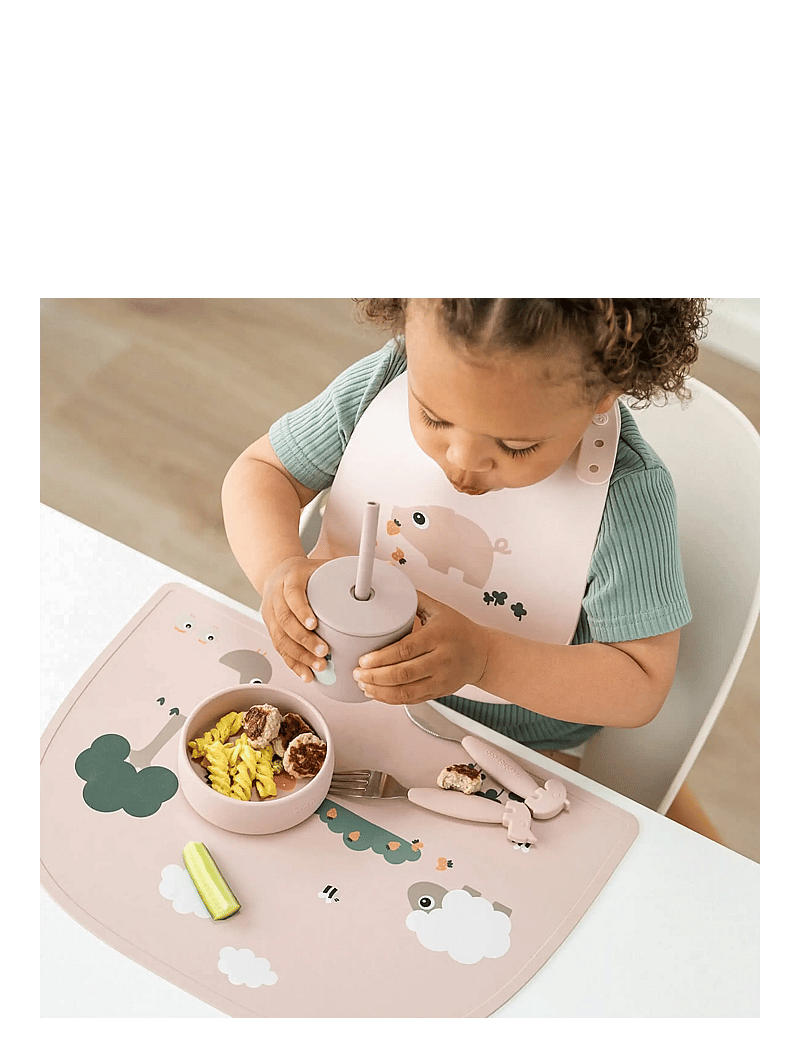 Done by Deer - Silicone placemat Tiny farm Powder - mata - powder - 3